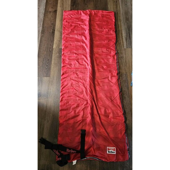 Marlboro Unlimited Vintage Red Sleeping Bag Carrying Bag Plaid Flannel Lined - Picture 6 of 8